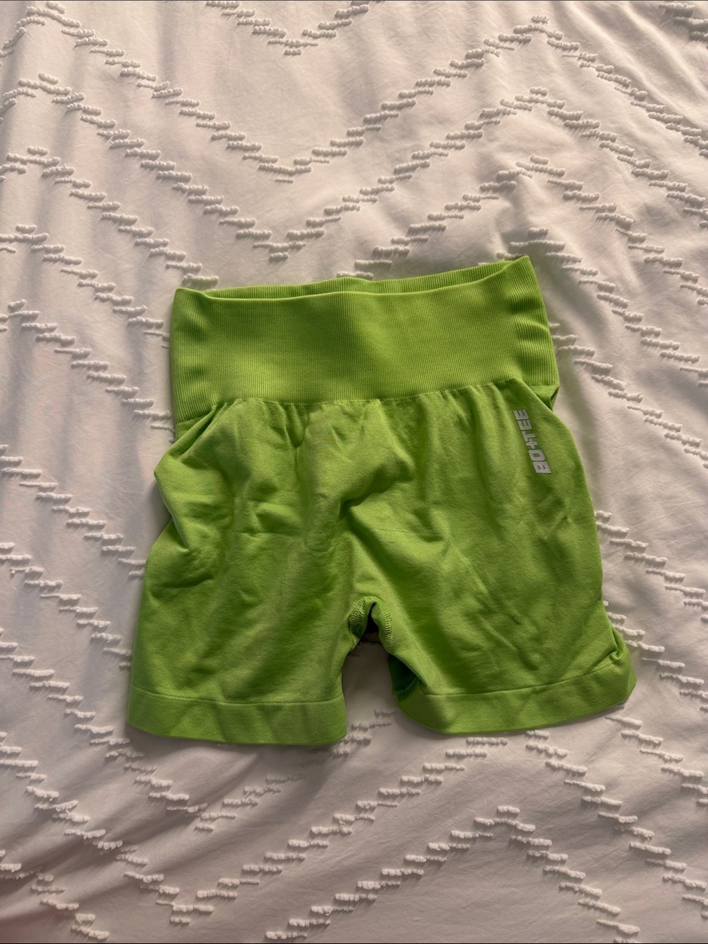 Woman Neon Green Stretch Active Shorts - Unbranded